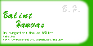 balint hamvas business card